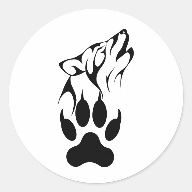 Pegatina Redonda Producto clásico Wolf (Anverso)