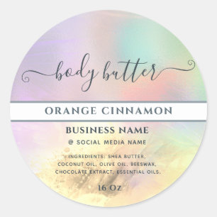 Pegatina Redonda Producto de guión moderno dorado holográfico abstr