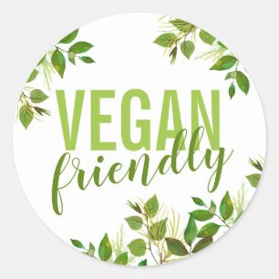 Pegatina Redonda Producto de negocio vegano amistoso