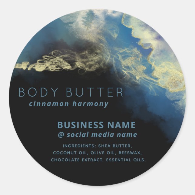 Pegatina Redonda Producto de tinta artística contemporánea moderna  (Anverso)