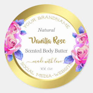 Pegatina Redonda Producto floral Etiquetas de envasado de color bla