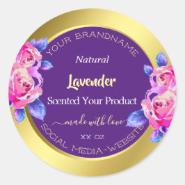 Pegatina Redonda Producto floral moderno Etiquetas de embalaje oro 