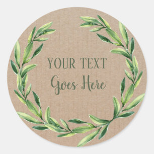 Pegatina Redonda Producto hecho a mano Vintage Floral Wreath Craft