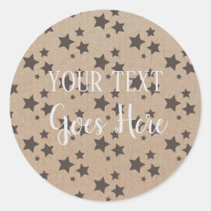 Pegatina Redonda Producto hecho a mano Vintage Stars Craft Brown