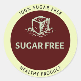 Pegatina Redonda Producto sano sin azúcar