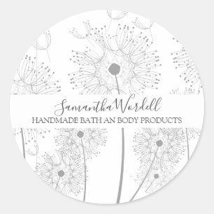 Pegatina Redonda Productos de belleza de baño hechos a mano Flor il