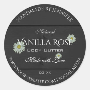 Pegatina Redonda Productos de grano de madera negra Etiquetas de em