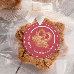 Pegatina Redonda Productos hechos al horno personalizados de mi coc