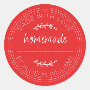 Pegatina Redonda Productos Horneados Caseros Rústicos Jalea Lata Ro