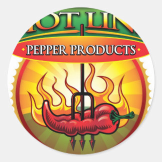 Pegatina Redonda Productos Pepper de línea caliente
