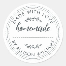 Pegatina Redonda Productos Rusos Caseros Horneados Atascan Blanco N