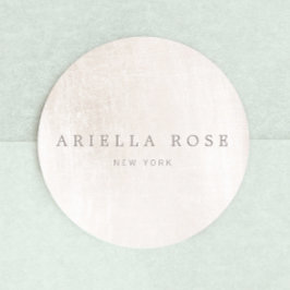 Pegatina Redonda Profesional elegante y simple de Mármol Blanco