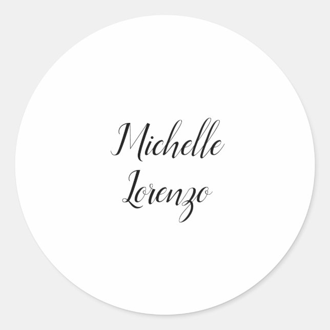 Pegatina Redonda Profesional Moderno Simple Plano Negro & Blanco (Anverso)