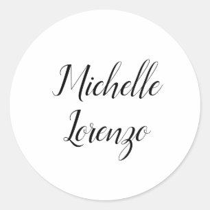 Pegatina Redonda Profesional Moderno Simple Sencillo Blanco y Negro