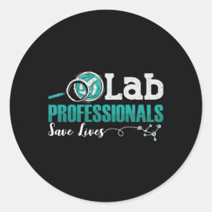 Pegatina Redonda Profesionales de laboratorio salvan vidas de técni