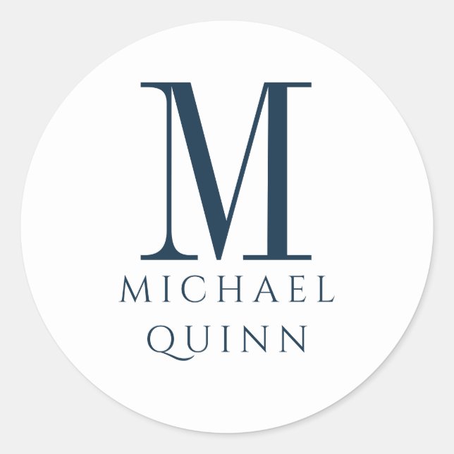 Pegatina Redonda Profesionalidad empresarial masculinaI Monograma a (Anverso)