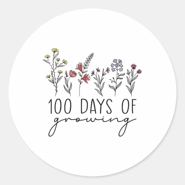 Pegatina Redonda Profesor 100 Días De Creciente Celebración De 100  (Anverso)