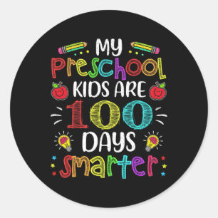 Pegatina Redonda Profesor 100 días más inteligente 100 días de rega