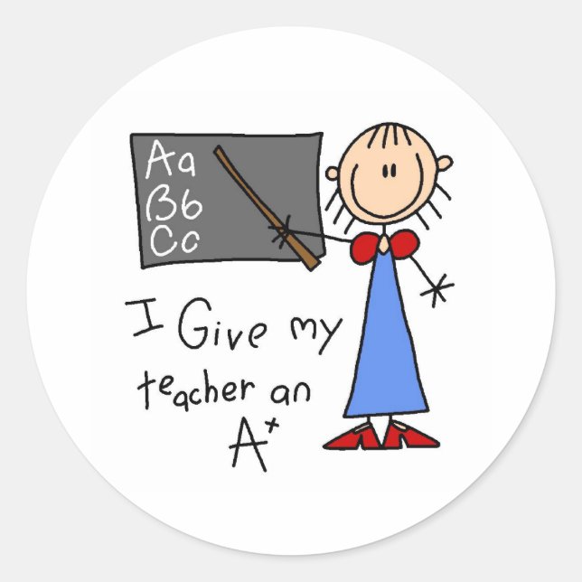 Pegatina Redonda Profesor A Plus (Anverso)