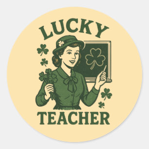 Pegatina Redonda Profesor Afortunado – De St. Patrick’s Day Retro V