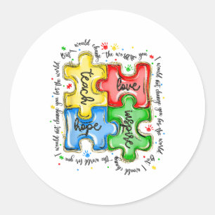 Pegatina Redonda Profesor de autismo, neurodiversidad, inspirador d