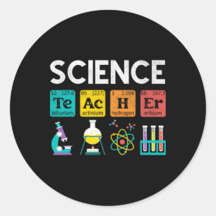 Pegatina Redonda Profesor de Ciencias Química Biología Física Profe