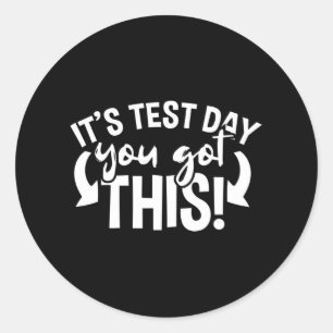 Pegatina Redonda Profesor de examen de día Motivacional