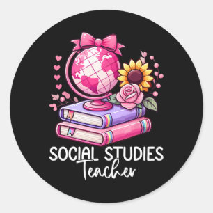 Pegatina Redonda Profesor de Historia de Estudios Sociales Globo Te