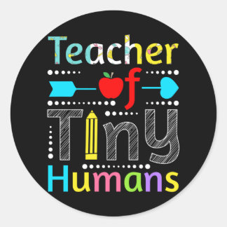 Pegatina Redonda Profesor de humanos pequeños