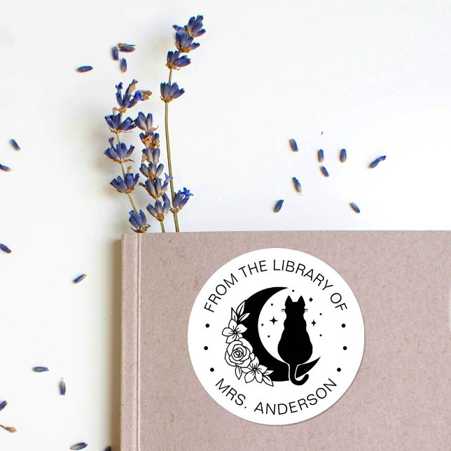 Pegatina Redonda Profesor de la Biblioteca del Libro de Gatos Flora (Subido por el creador)