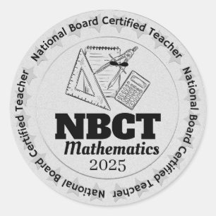 Pegatina Redonda Profesor de matemáticas certificado NBCT Personali