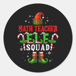 Pegatina Redonda Profesor de Matemáticas Elf Squad Xmas Elf Sombrer