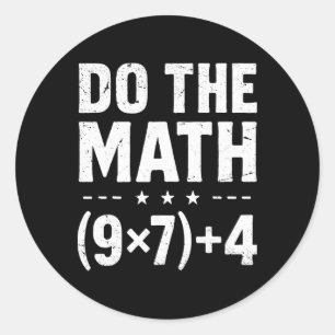 Pegatina Redonda Profesor de matemáticas vintage hace las matemátic
