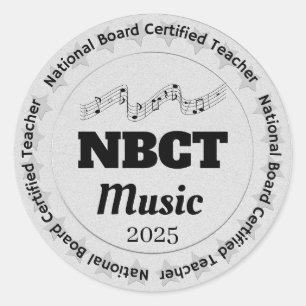 Pegatina Redonda Profesor de música certificado NBCT personalizado