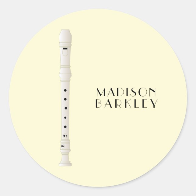 Pegatina Redonda Profesor de música de grabador (Anverso)