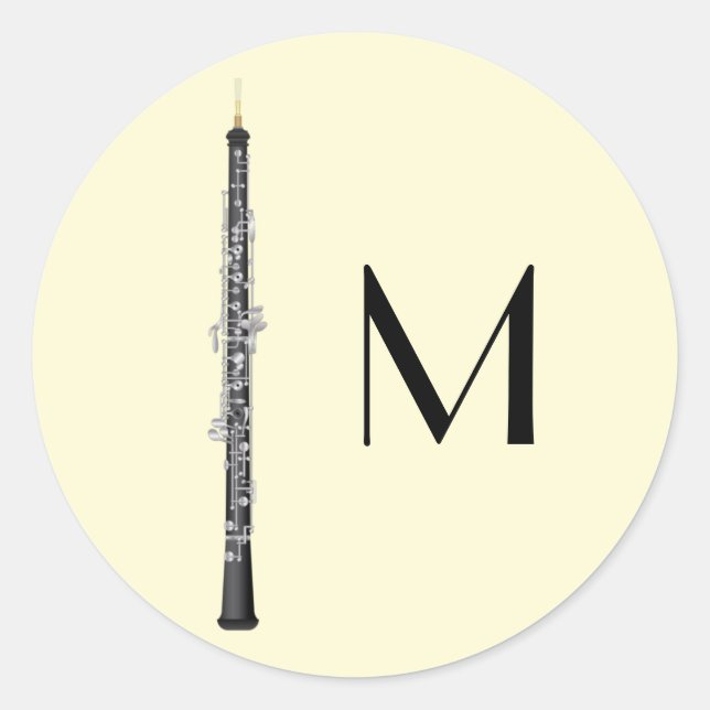 Pegatina Redonda Profesor de Música Oboe (Anverso)