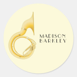 Pegatina Redonda Profesor de Música Sousaphone