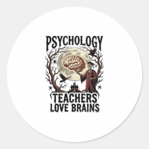 Pegatina Redonda Profesor de Psicología Amante del Cerebro de Hallo