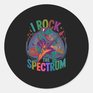 Pegatina Redonda Profesor de Rockin' I Rock The Spectrum Autismo Es