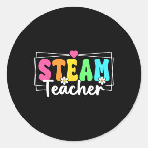 Pegatina Redonda Profesor de Steam de vuelta a la escuela Stem Prof