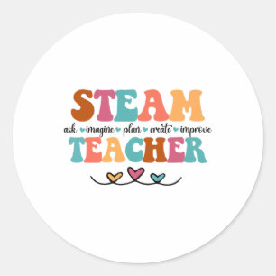 Pegatina Redonda Profesor de Steam Equipo de Steam Enseñanza elemen