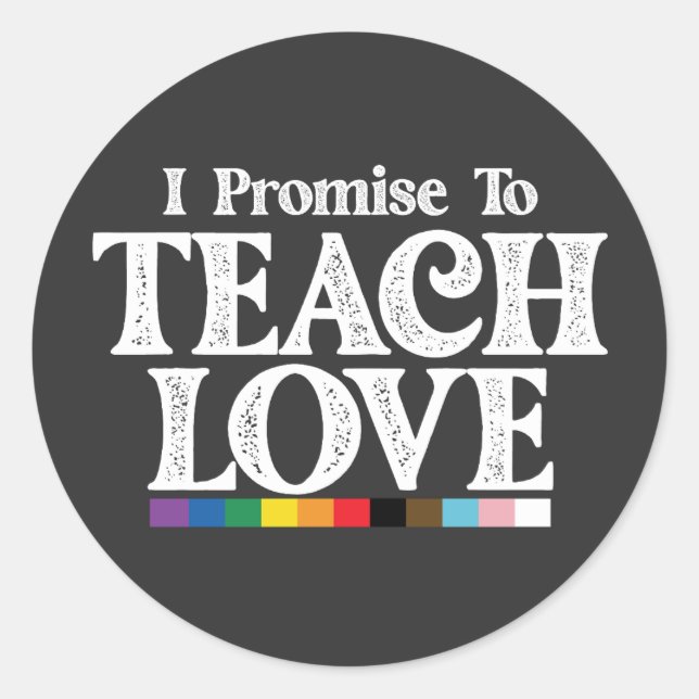 Pegatina Redonda Profesor del Orgullo LGBT, prometo enseñar a los g (Anverso)