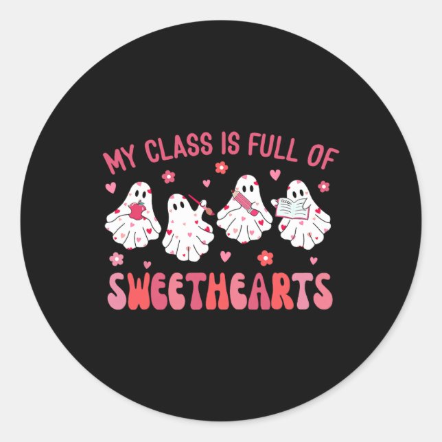 Pegatina Redonda Profesor Día de San Valentín Ghost My Cl Está Llen (Anverso)