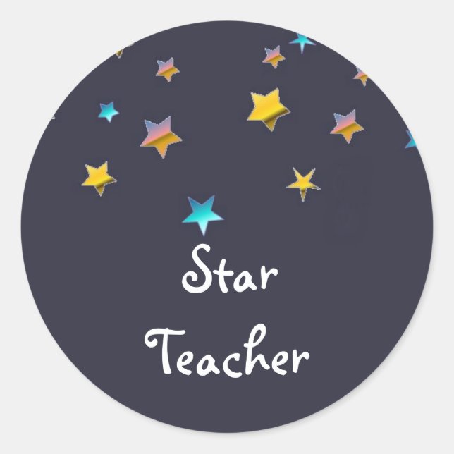 Pegatina Redonda Profesor estrella (Anverso)