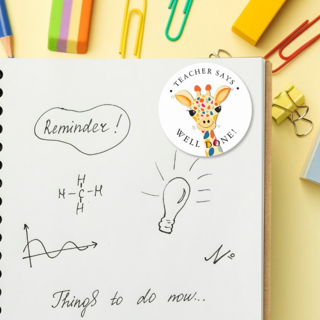 Pegatina Redonda Profesor Giraffe Estudiante bien hecho (Subido por el creador)