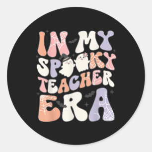 Pegatina Redonda Profesor Gracioso Retro Halloween Cute En Mi Sombr