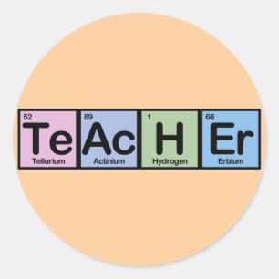 Pegatina Redonda Profesor hecho de elementos
