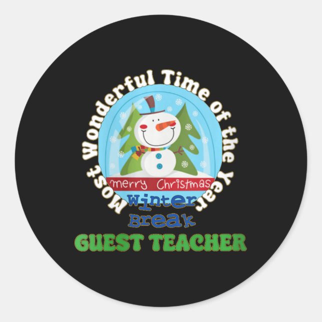 Pegatina Redonda profesor invitado - navidades v-neck (Anverso)