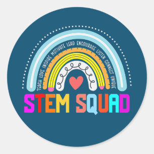 Pegatina Redonda Profesor STEM feminista de Ciencia Tecnología