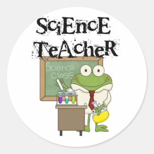 Pegatina Redonda Profesora de Ciencia de Frog